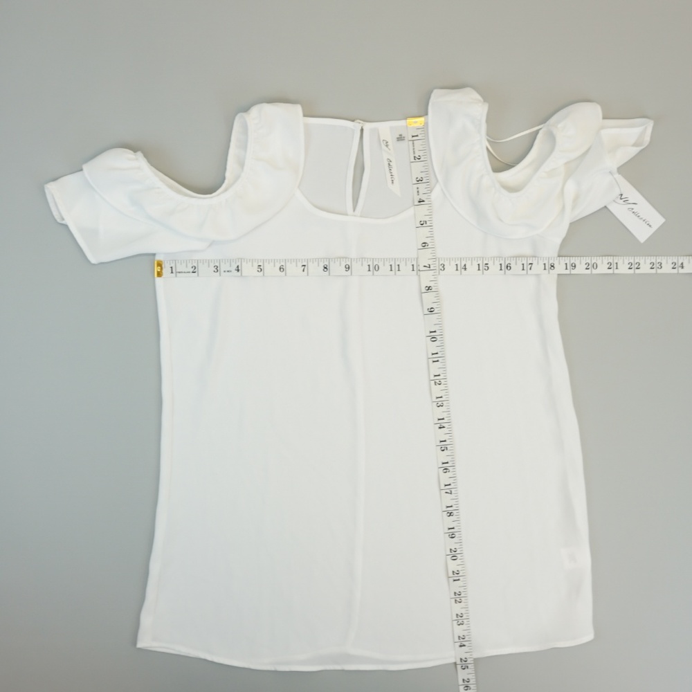 NY Collection Ruffle Cold Shoulder Blouse Top - Picture 6 of 8